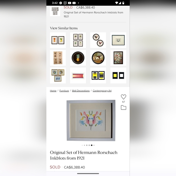 very rare antique pastel Hermann Rorschach Inkblot art🧡 - Picture 3 of 6